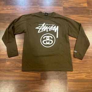 Stussy Men’s Logo Long Sleeve Heavyweight Crewneck Shirt